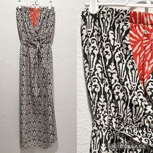 THML Strapless Ikat Maxi Dress Women’s Medium Lined Slit Boho Chic Southwestern